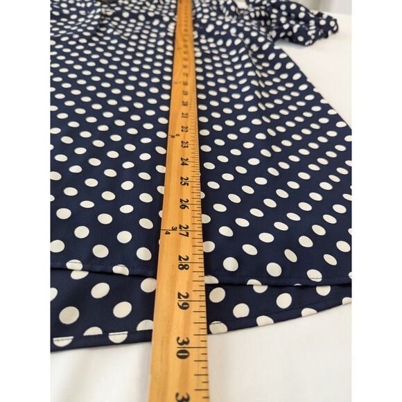 Talbots Womens Size‎ 2X Dark Blue Polka-dot Pull Over Top Long Ballon Sleeves - Picture 8 of 8